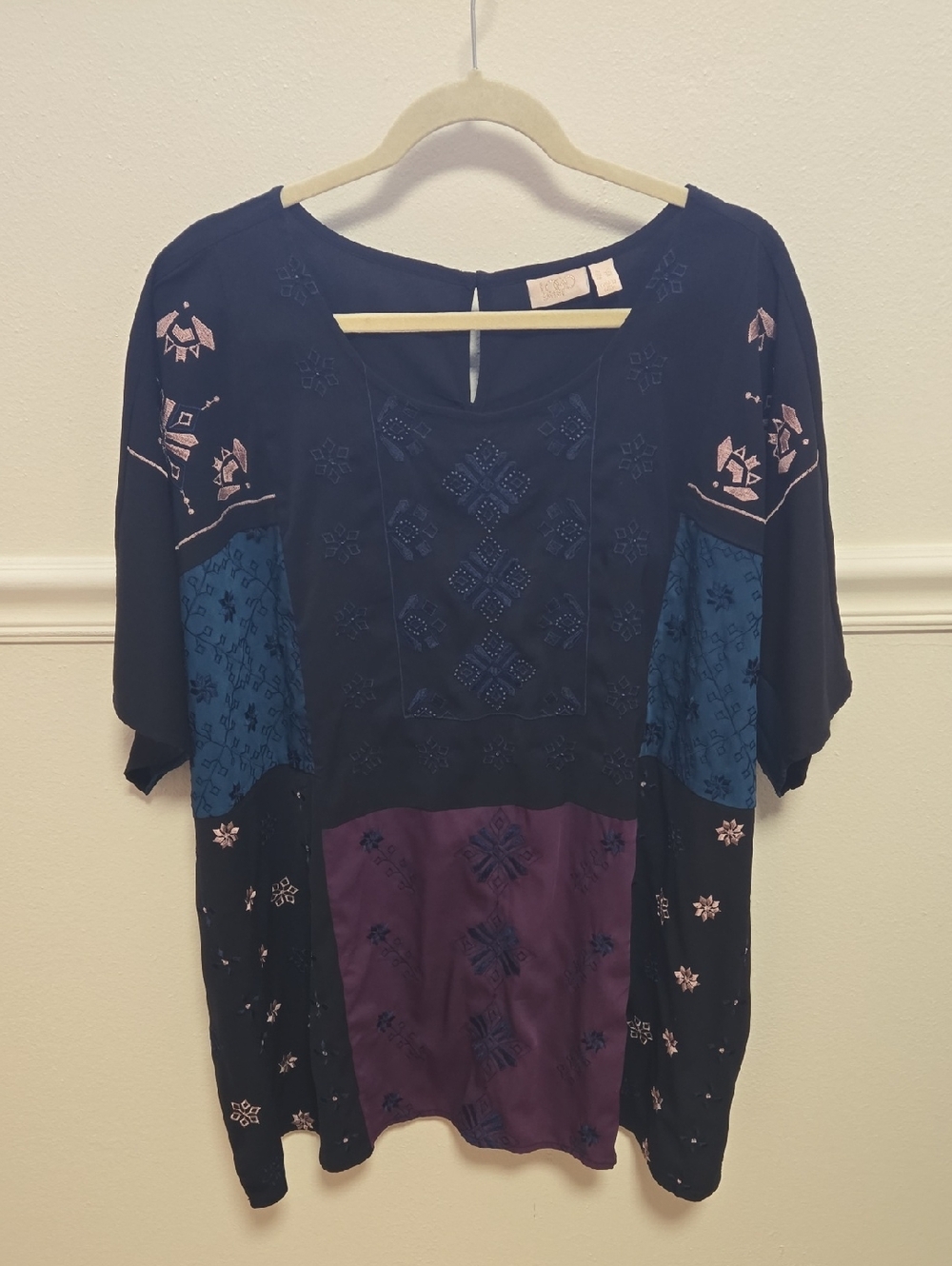 Lavish Navy Blue Multi-Panel Embroidered Tunic